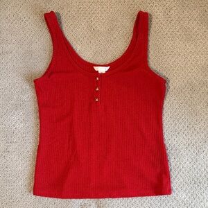 H&M Vibrant Red Tank Top with Gold Button Accents